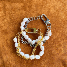 欧美个性男女同款千禧风巴洛克珍珠锁扣设计手链y2k小众设计手链