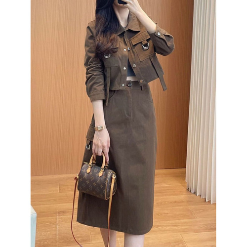 Women's Spring/Summer 2025 Workwear Set: Short Jacket + Skirt Two-Piece Fashion