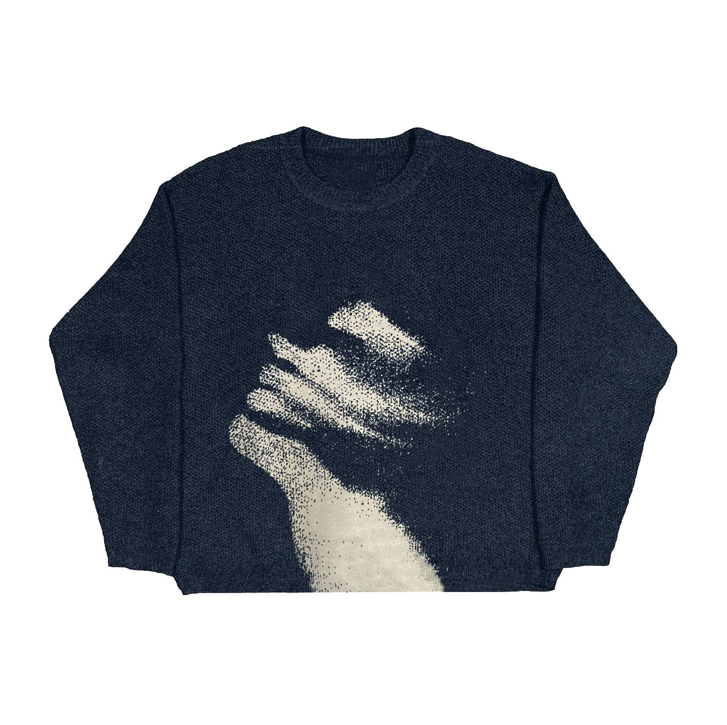 Демисезонный вязаный свитер, oversize, круглый ворот