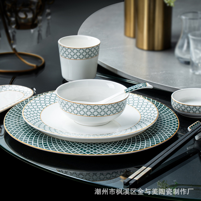 Bone China Hotel Table Setting Set, Geometric High-End Tableware, Hotel Lobby, Creative Banquet Club, Private Room