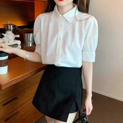 夏白の女性のシャツプロフェッショナル女性の夏服 2025 新しいトップス職場ライト大人スタイル半袖シャツ女性の服