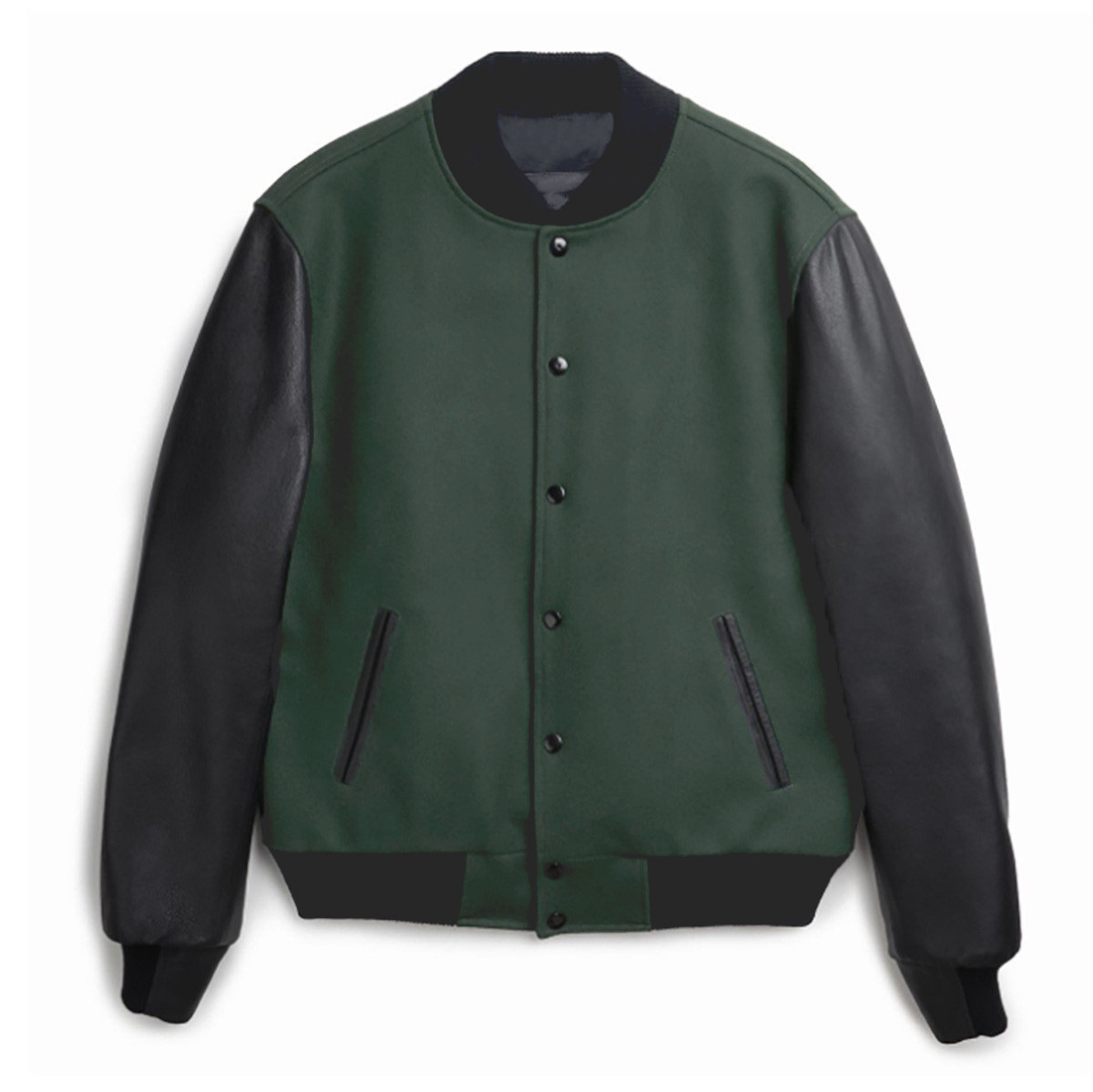 Spring and Autumn new men's PU leather sleeve patchwork flight single breasted woolen jacket_voghion.com