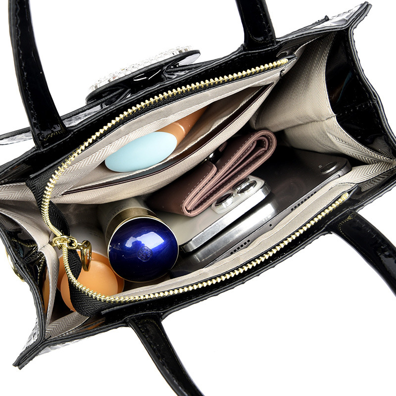 Nueva moda europea y americana todo-fósforo Luz de lujo en relieve patrón de piel de serpiente portátil hombro crossbody bolso de las mujeres