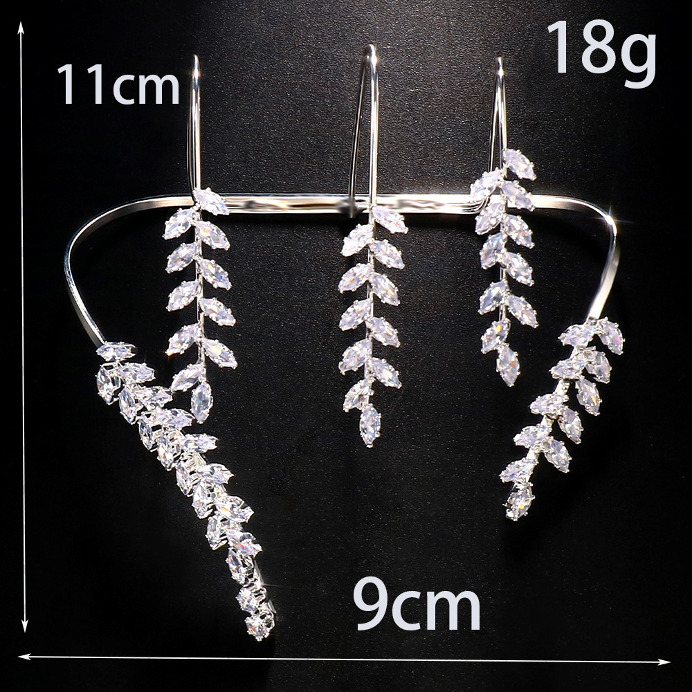 AliExpress Venta caliente hojas circón pulsera de lujo nupcial pulsera abierta accesorios de moda pulsera