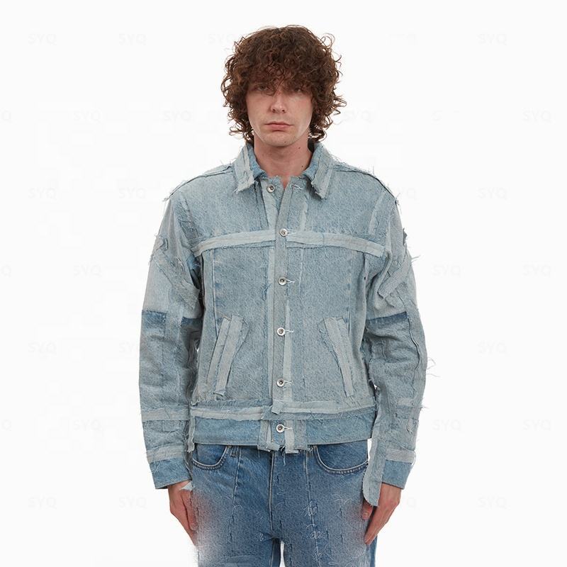 OEM factory custom-made high-quality vintage distressed washed outdoor new fashion design men's denim jacket