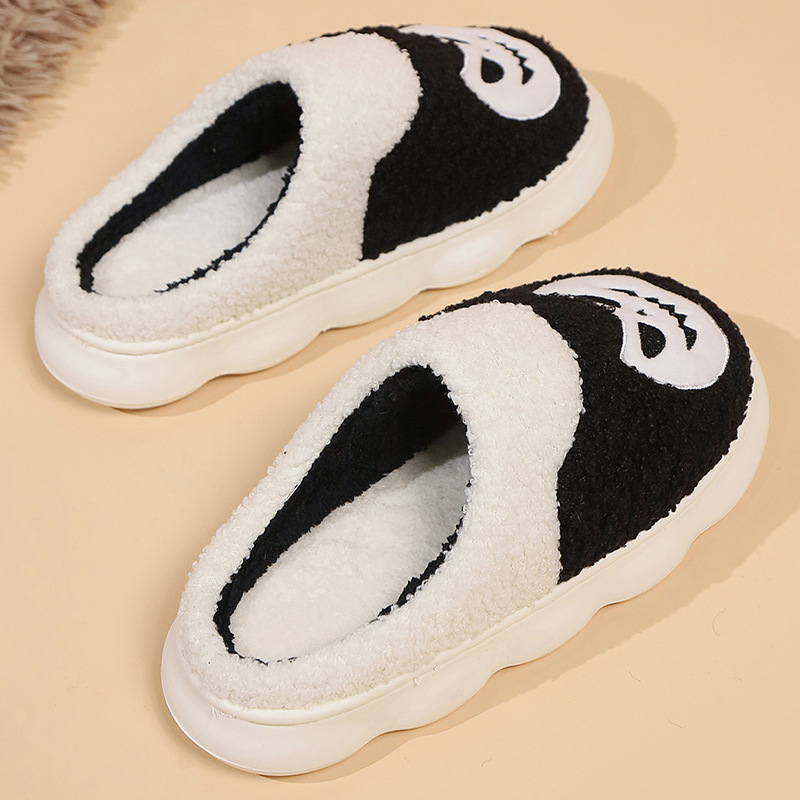 Pantofole divertenti di zucca di Halloween per le donne con fondo spesso invernale per la casa al coperto antiscivolo per la casa_voghion.com