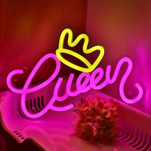 Queen's Crown Neon Light Cross-Border E-Commerce Labeling Luminous Light Sign English Letter Pattern Atmosphere Decorative Light