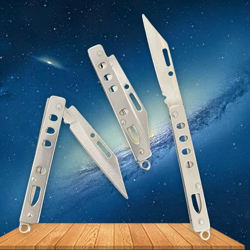 户外随身携带钥匙刀不锈钢小刀野营折叠刀 带孔不锈钢 家用水果刀