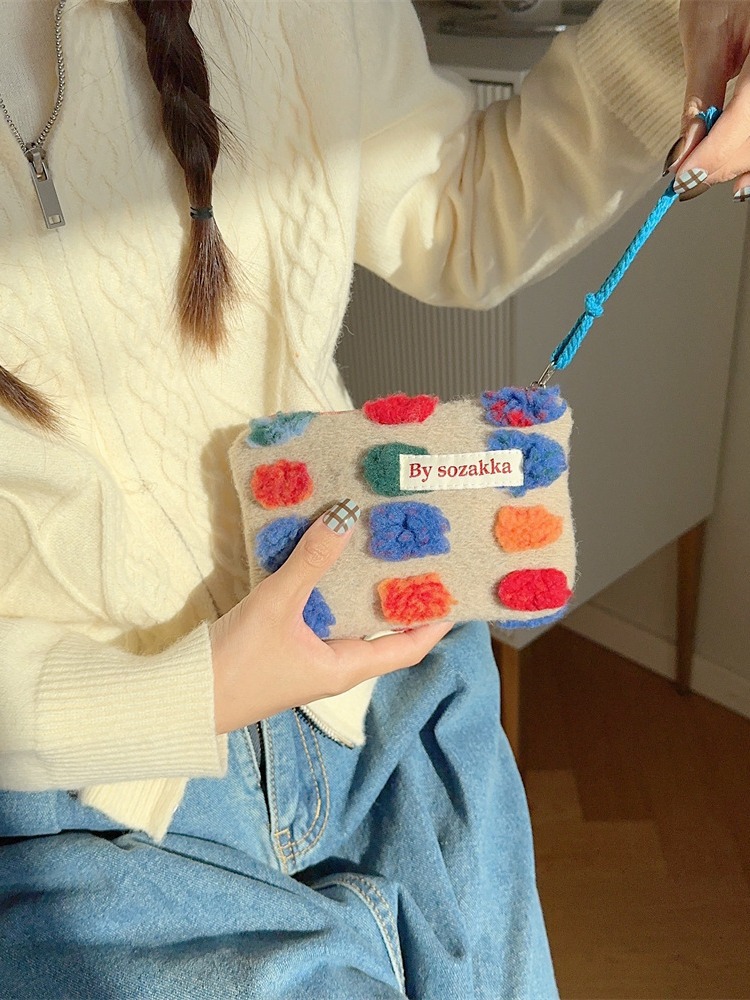311111 bola de color retro tamaño pequeño bolsa de cosméticos bolsa de maquillaje BOLSA DE TELÉFONO MÓVIL cojín de aire lápiz labial auriculares bolsa de almacenamiento