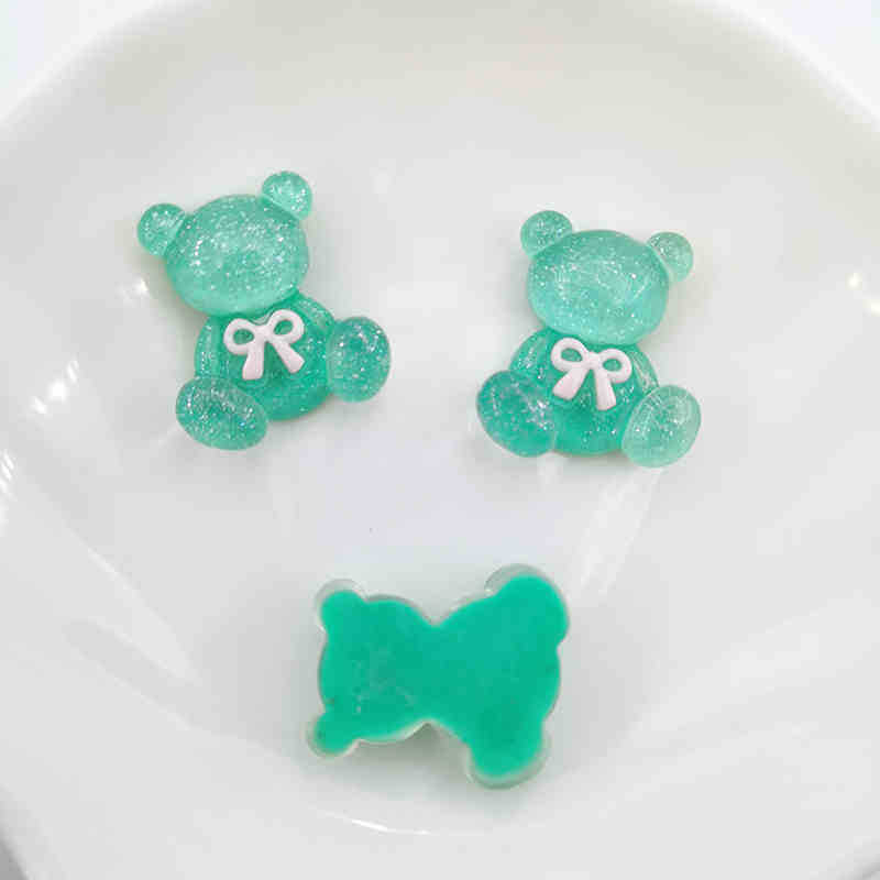 カラー透明細いキラキラ蝶ネクタイ熊シリーズdiy樹脂部品クリームゴム携帯ケースの頭ひもクリップ|undefined