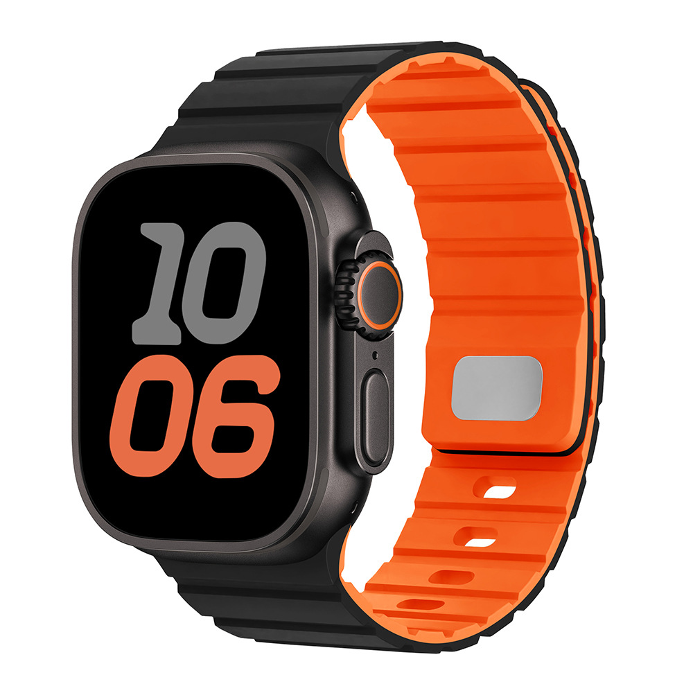 Para Apple Watch10 correa de reloj cuadrada botón magnetic silicona deportiva iWatch9SE hombre y mujer premium