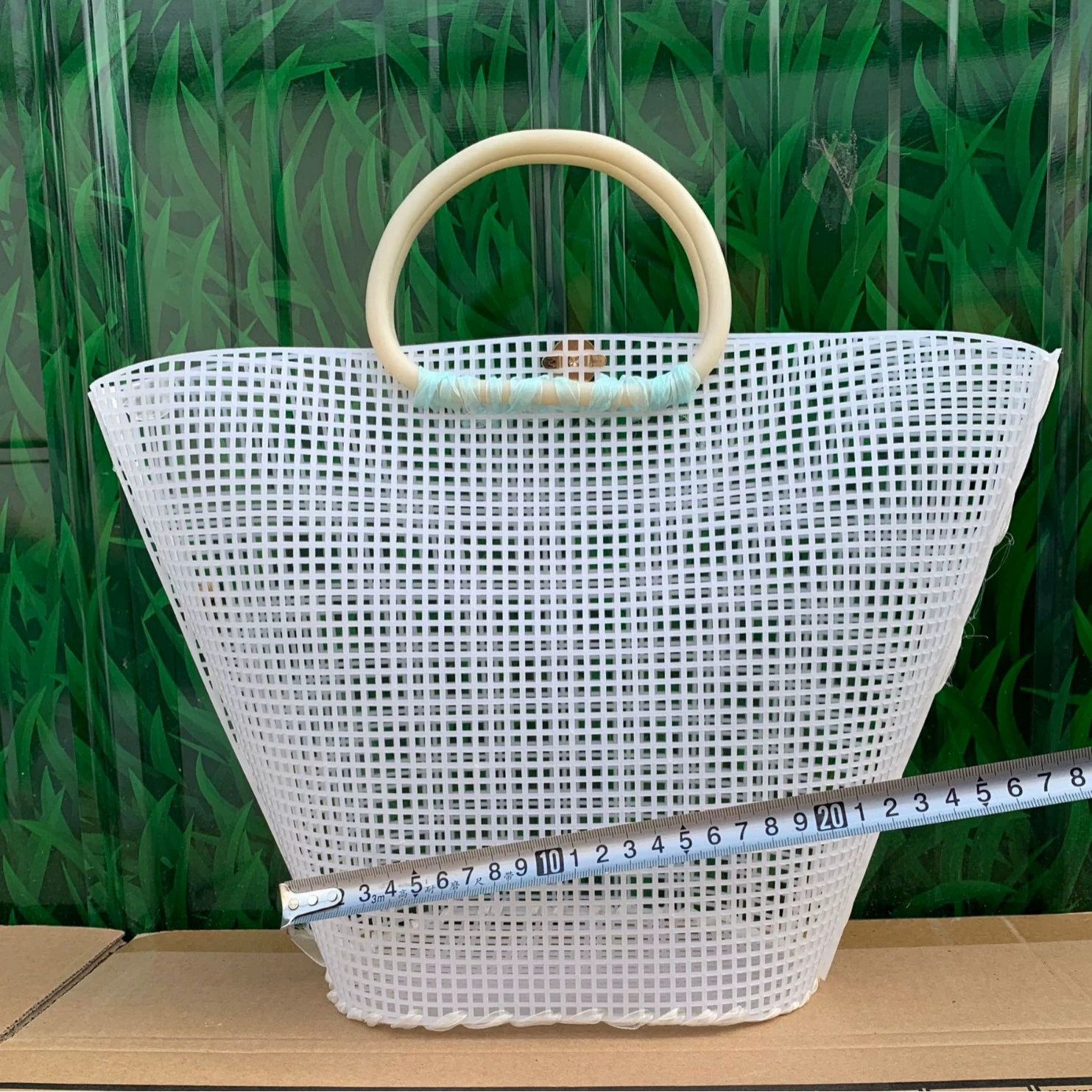 В наличии аксессуары ручной работы портативная женская сумка-ведро через плечо с кисточками DIY пластиковый листовой материал сумка сетка