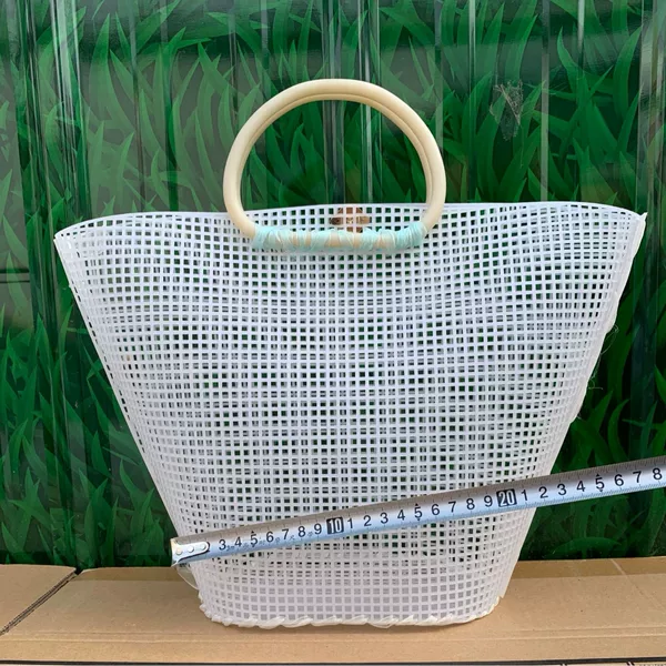 Spot Hand-Woven Accessories Hand-Held Cross-Body Women's Tassel Bucket Bag DIY Plastic Sheet Material Bag Mesh