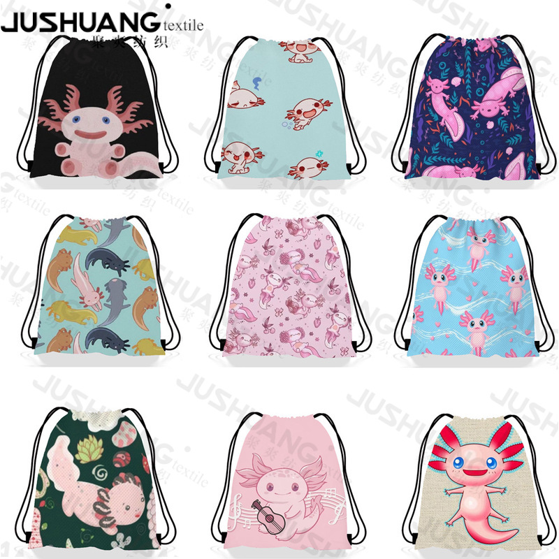 蝾螈束口袋      蝾螈儿童生日派对抽绳双肩背包袋便携收纳袋跨境