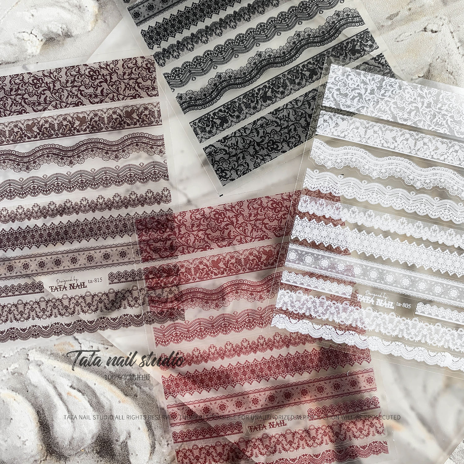 2021 temporada de bodas japonés ins pegatinas de encaje de uñas en blanco y negro nupcial de uñas boda ultrafina con adhesivos de lujo adhesivos