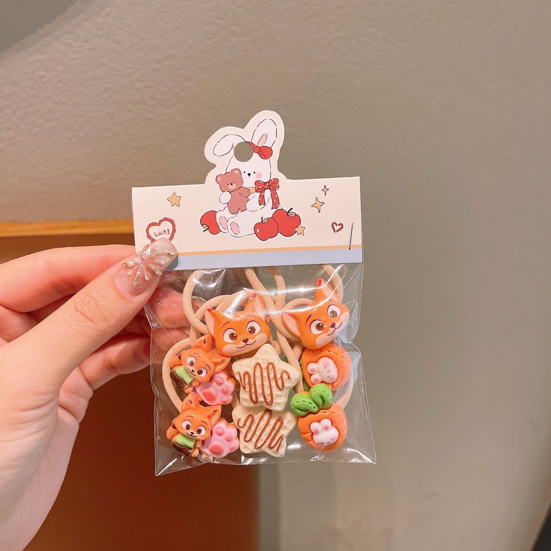 Anillo de pelo de pulgar de dibujos animados para niños, cabello para bebés, cabello para bebés, banda de pelo de alta elasticidad coreana