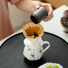 昌朴居纯手绘蝴蝶兰花小猫咪咖啡滤杯手冲咖啡过滤漏斗咖啡过滤器