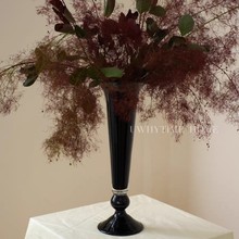 中古黑色法式高脚艺术花瓶 高品质软装摆件两用烛台批发