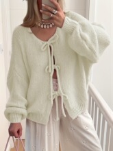 F 11454 Casual Solid Color Knit Cardigan ��ɫ��֯����