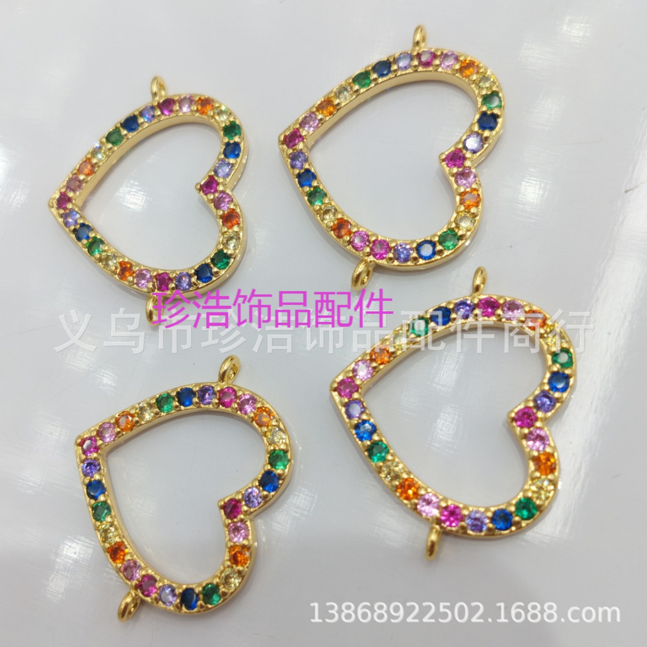 Fashionable copper pendant heart shaped with zircon