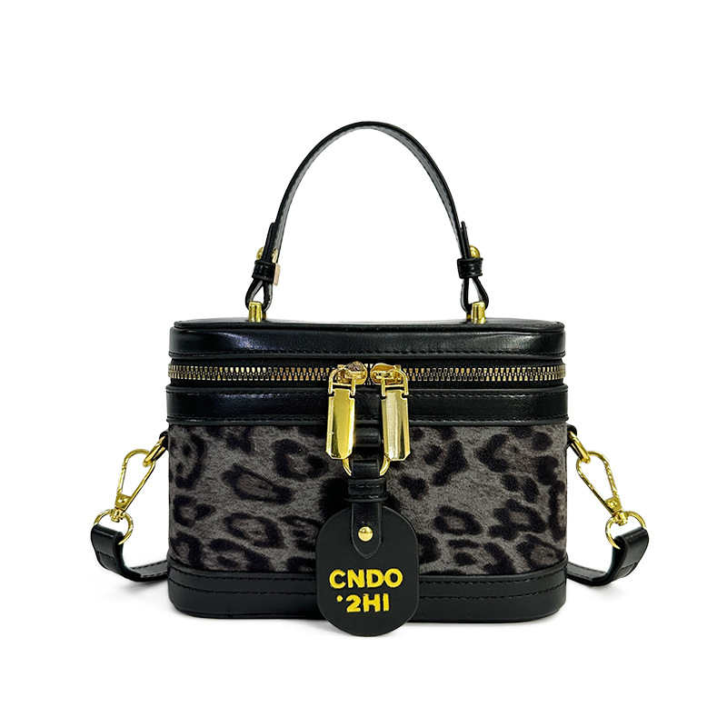 Color de contraste leopardo retro caja de mano bolso pequeño para mujeres 2026 nuevo lana leopardo práctica mochila de hombro