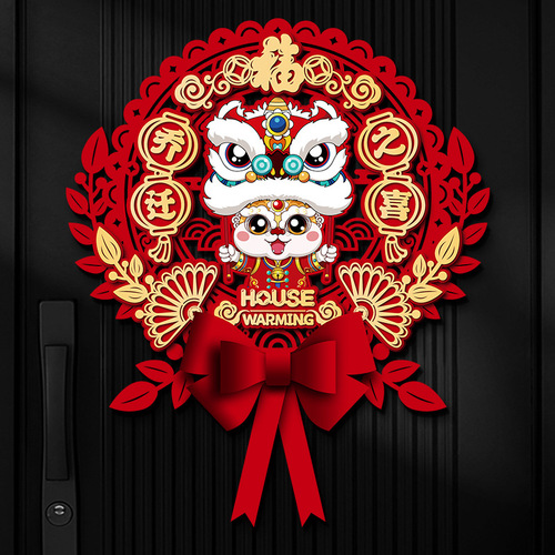 Moving house decoration wholesale butterfly bow 3D Fu character door sticker new house moving in home entry door new home decoration