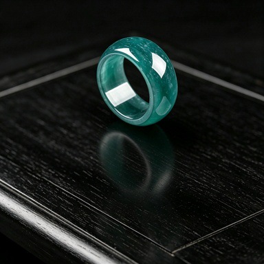 Jade A-grade blue water wide-band ring, featuring a rich lake-blue base color, suitable for both men and women, versatile jade ring wholesale