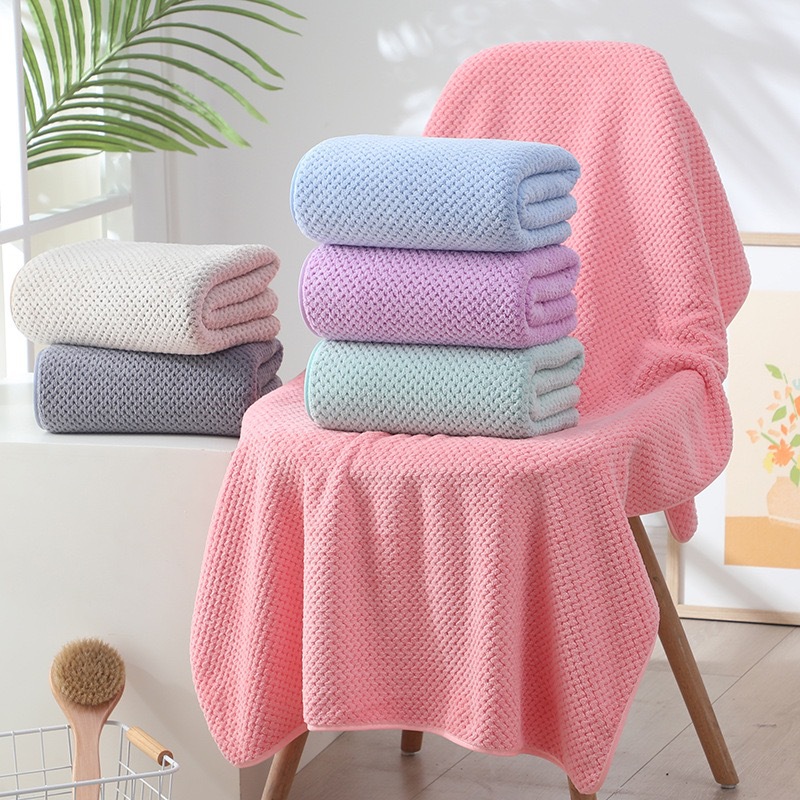 Pineapple Plaid towel bath towel household absorbent adult thickened quick-drying face towel hand gift coral fleece suit wholesale
