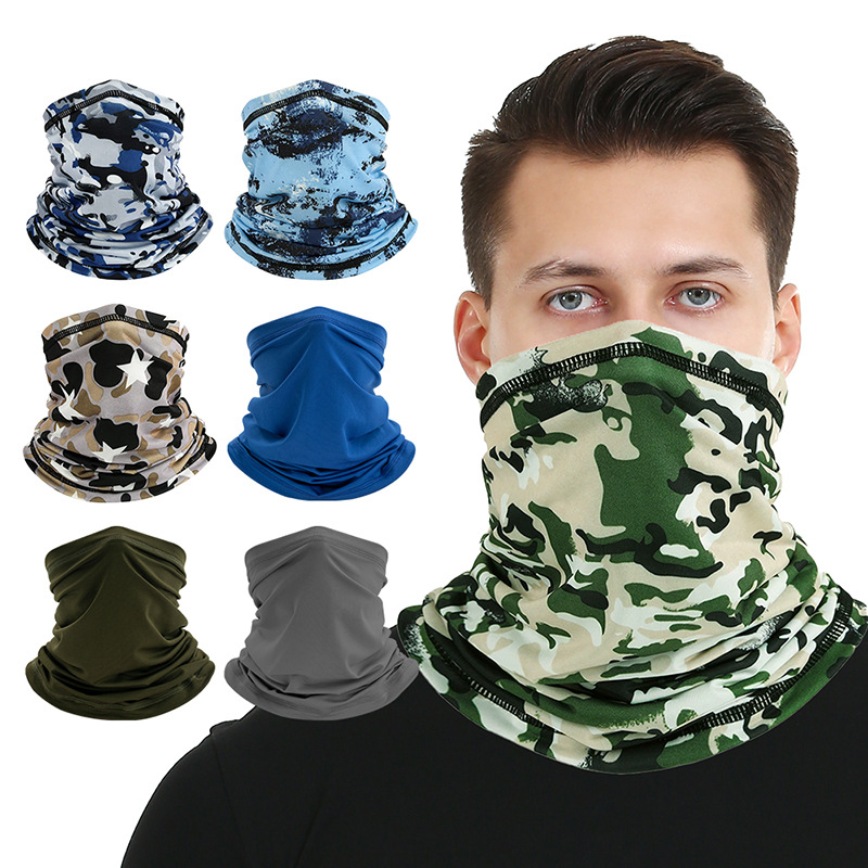 Qianqianwo Summer Sun Protection Mask Men's Camouflage Breathable Soft Face Covering Sand-Proof Fishing and Cycling Motorcycle Mask
