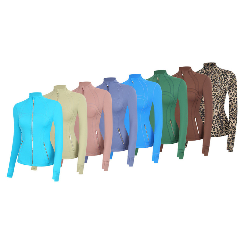 LULU-style Define yoga jacket with double gold zippers, stand-up collar, waist-cinching, suitable for fitness and running, in stock LULU-style Define yoga jacket with double gold zippers, stand-up collar, waist-cinching, suitable for fitness and running, in stock