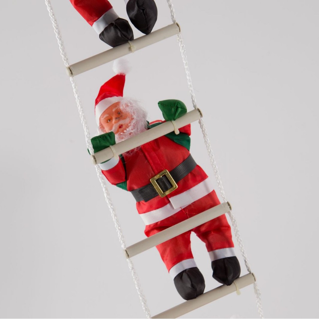 Comercio exterior Venta caliente 25m3 persona escalera Santa Claus decoraciones Santa Claus muñeca colgante fabricante