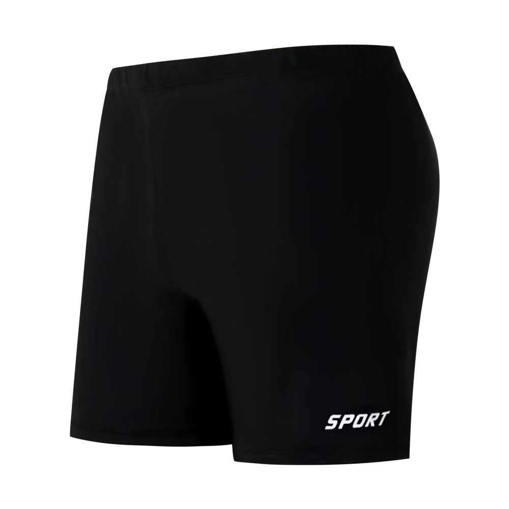 Summer Pure Black Swimming Trunks for Men, Boxer-Style, Close-Fitting, Breathable, Quick-Drying Swimming Trunks, Comfortable and Fashionable, Plus Size for Fat Men