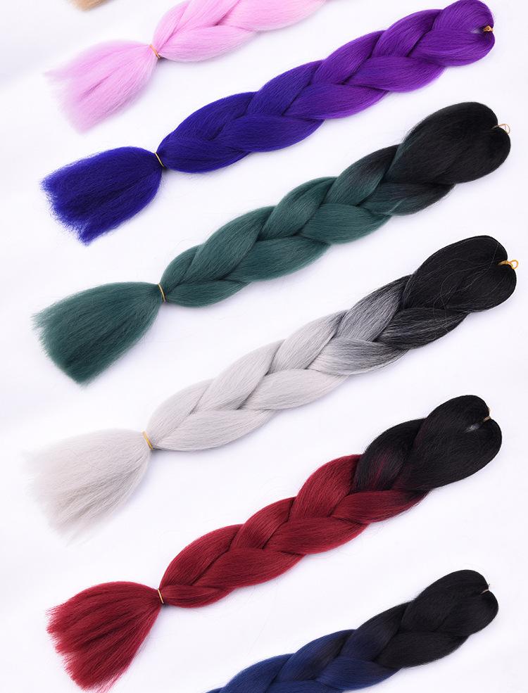 Synthetisches Flechthaar Hitzebeständige Matte Farbverlauf Perücke_voghion.com