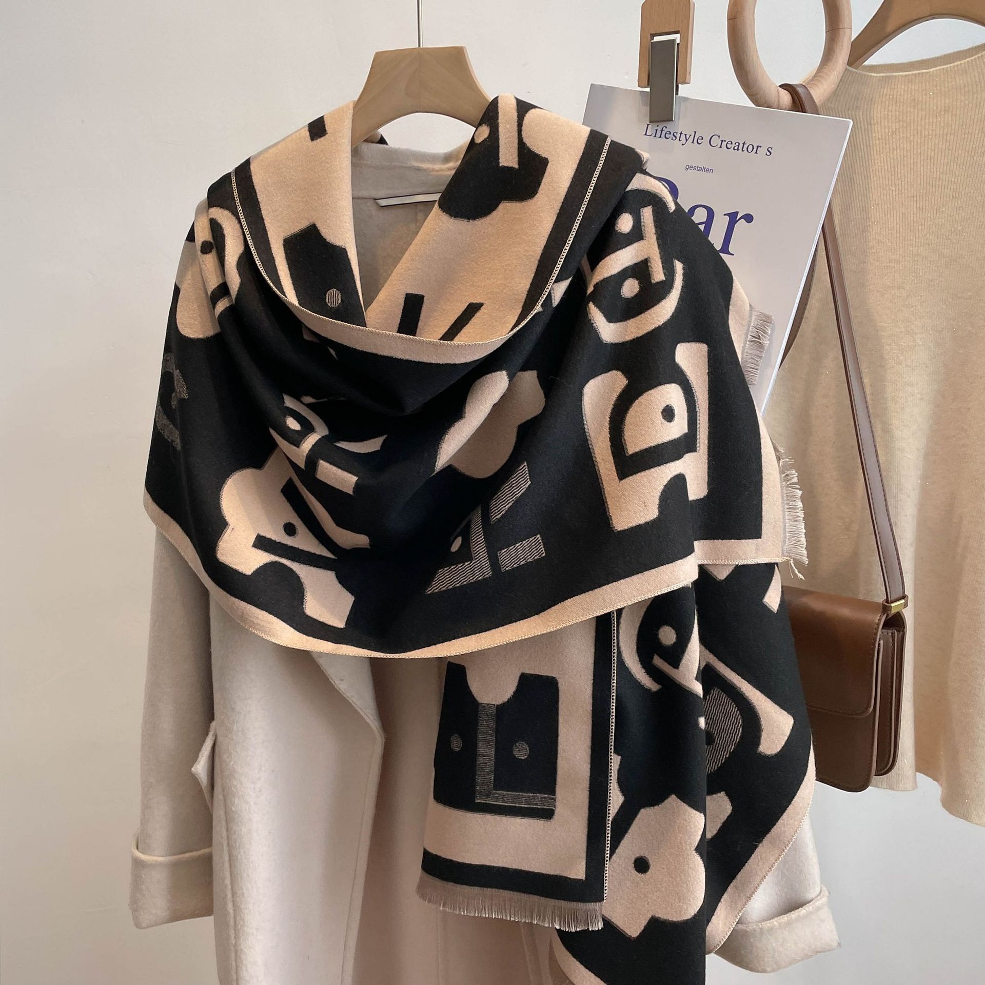 Bufanda mujer tacto cachemir suave y cálida chal versátil de moda_voghion.com