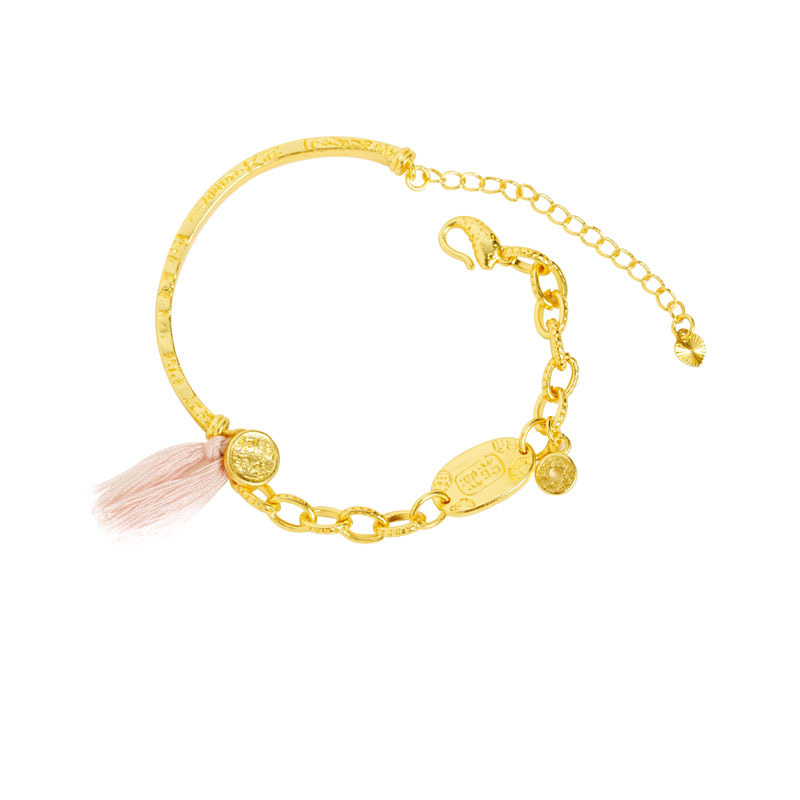 Brazalete de oro de arena para niñas brazalete de alta calidad ajustable extensión de cadena de joyería estilo nacional al por mayor