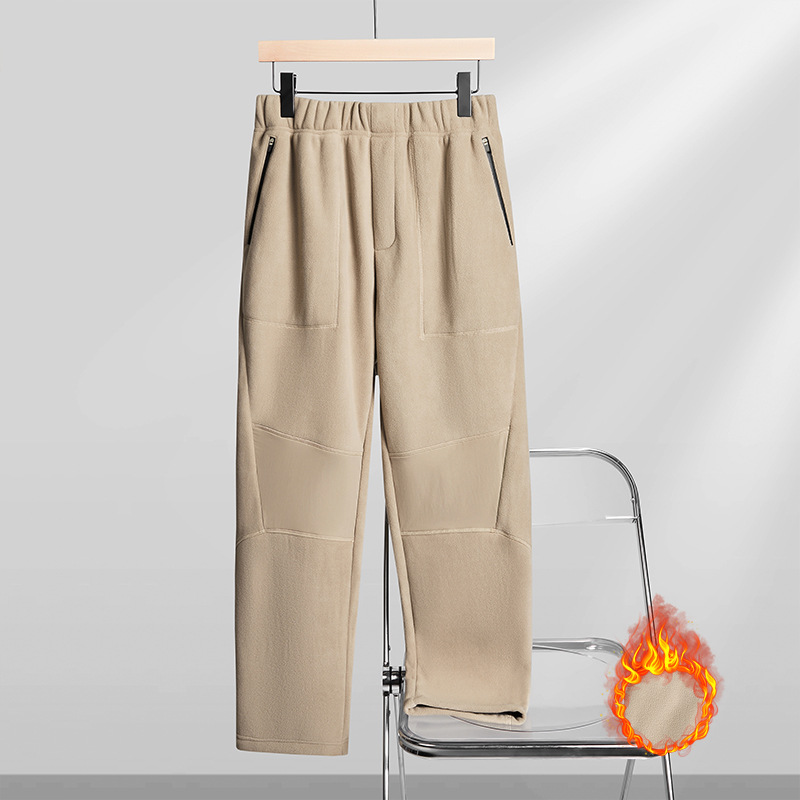 Cargo-Fleecehose für den Arbeitsalltag – Jogginghose aus 350 g/m² gebürstetem Polyester (mit praktischen Taschen, gerader Passform, Unisex-Winterhose)_voghion.com