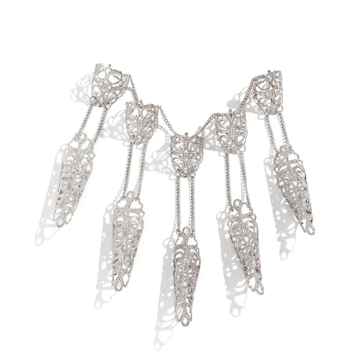 Bracelet chaîne à griffes de doigt Punk, anneaux de pointe d'ongle, motif creux, griffes de doigt de reine ancienne pour femmes et filles, Halloween Cosplay_voghion.com