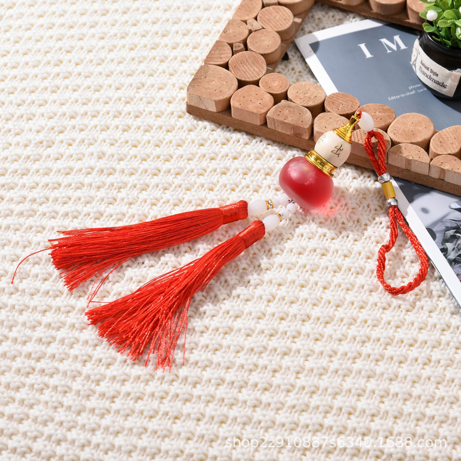 Car Air Freshener Hang Tag, Gourd Air Freshener Charm with Tassel, Wholesale Car Accessories