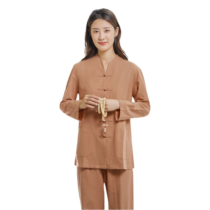 Jushifu Zen Suit Tea Suit Cotton and Linen Yoga Suit Chinese Style Zen Style Men's and Women's Chinese Tang Suit