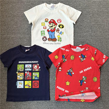 日单外贸童装2025夏季新款马里奥兄弟系列儿童短袖T恤衫