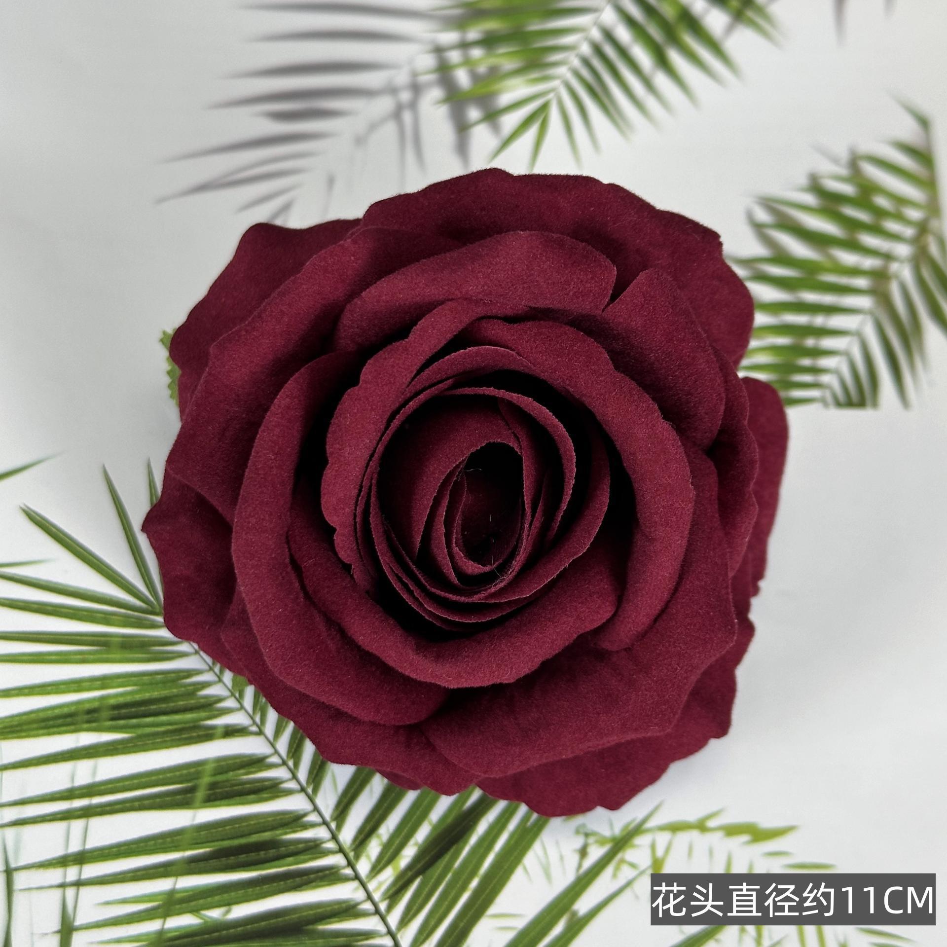 Franela artificial flor Rosa cabeza ramillete rojo boda flor pared tiro apoyos flor artificial arco flor artificial al por mayor