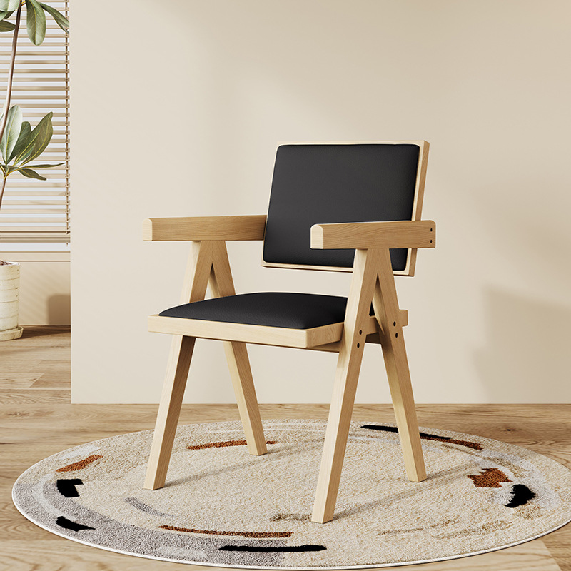Sillas de comedor de madera maciza sillas medievales nórdicas con reposabrazos sillas K sillas de caña domésticas sillas de caña Chandigarh