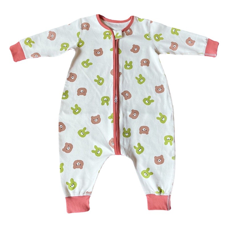 Baby Sleeping Bag Spring and Autumn Baby Boneless Anti-kick Quilt Cotton Leg Split Winter Boys' Girls' Four Seasons Children's Jumpsuit