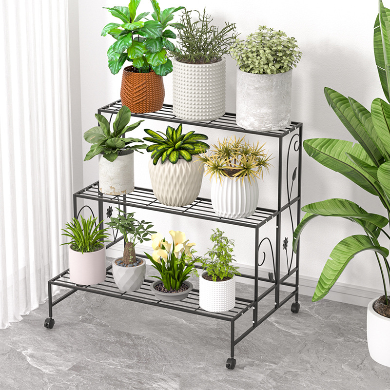 多層鉄段付きフラワーラック収納ラックバルコニーリビングルーム屋内床置き新しい多肉植物植木鉢フラワーラック