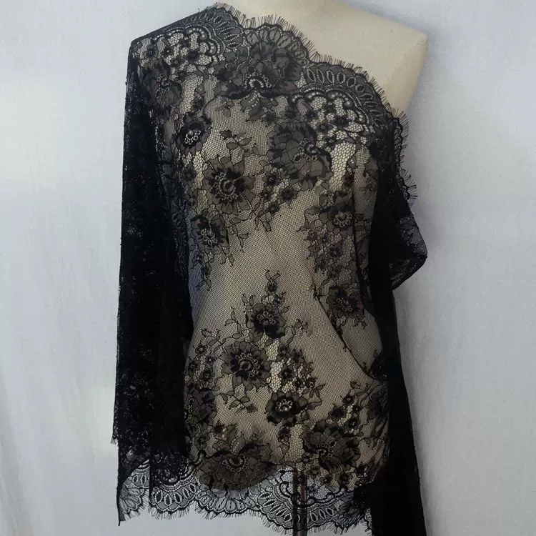 Ширина 60cm Длина 3m Цена Двусторонняя сетка с ресницами Кружево Цветочная одежда Юбка Свадебная фата Сращивающий материал