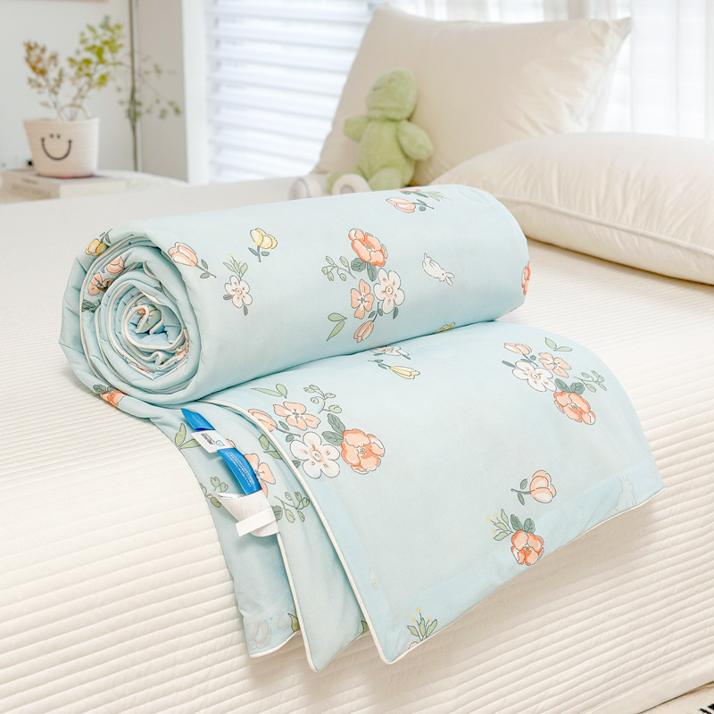 Sensación fresca de verano, seda helada, edredón fresco de verano, edredón de aire acondicionado, edredón delgado doble, dormitorio de estudiantes, edredón de verano, lavable a máquina