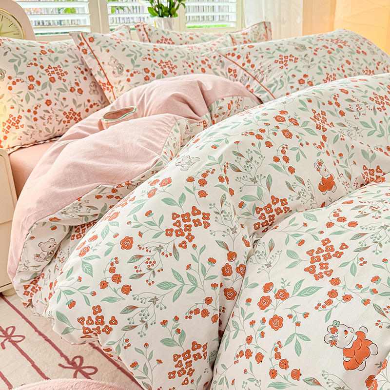 Cama de algodón fresca pequeña de cuatro piezas de algodón puro Xinjiang 2025 nueva funda de edredón sábana ropa de cama de tres piezas