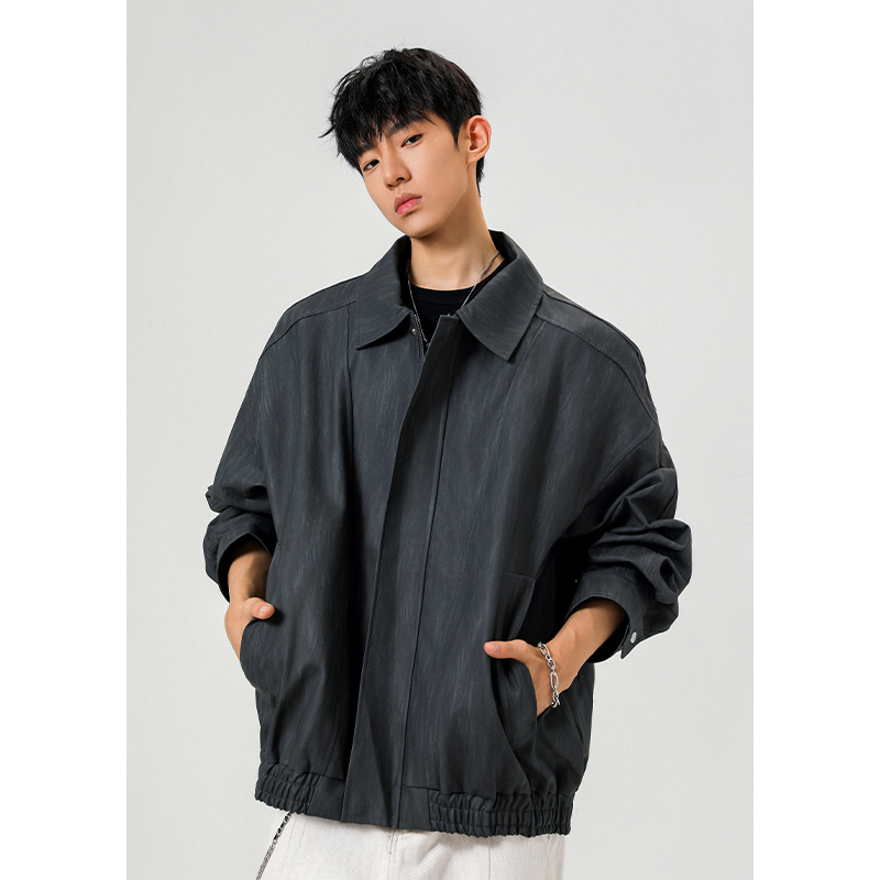 cleanfit美式扎染翻领PU皮大码夹克皮衣外套男J5228-特P75控138