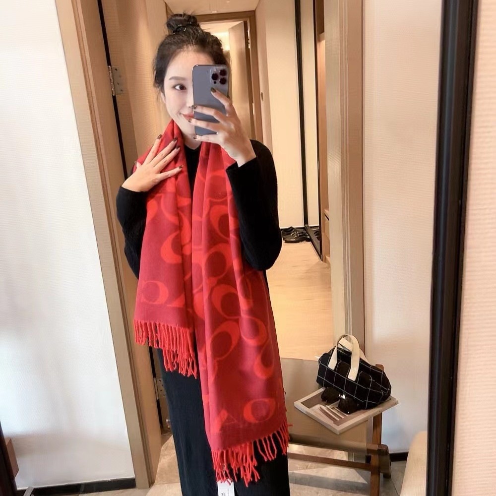 New autumn and winter cashmere luxury scarf for women, long style, fashionable and warm, double-sided with tassels, dual-use shawl, micro-business live broadcast