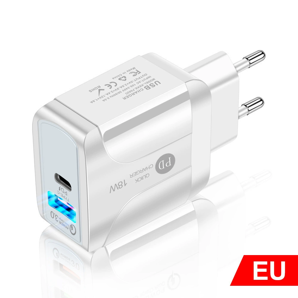 Зарядное устройство PD18W (Butterfly) PD18W, USB-C PD + QC3.0, 18W, Европа/США/Великобритания
